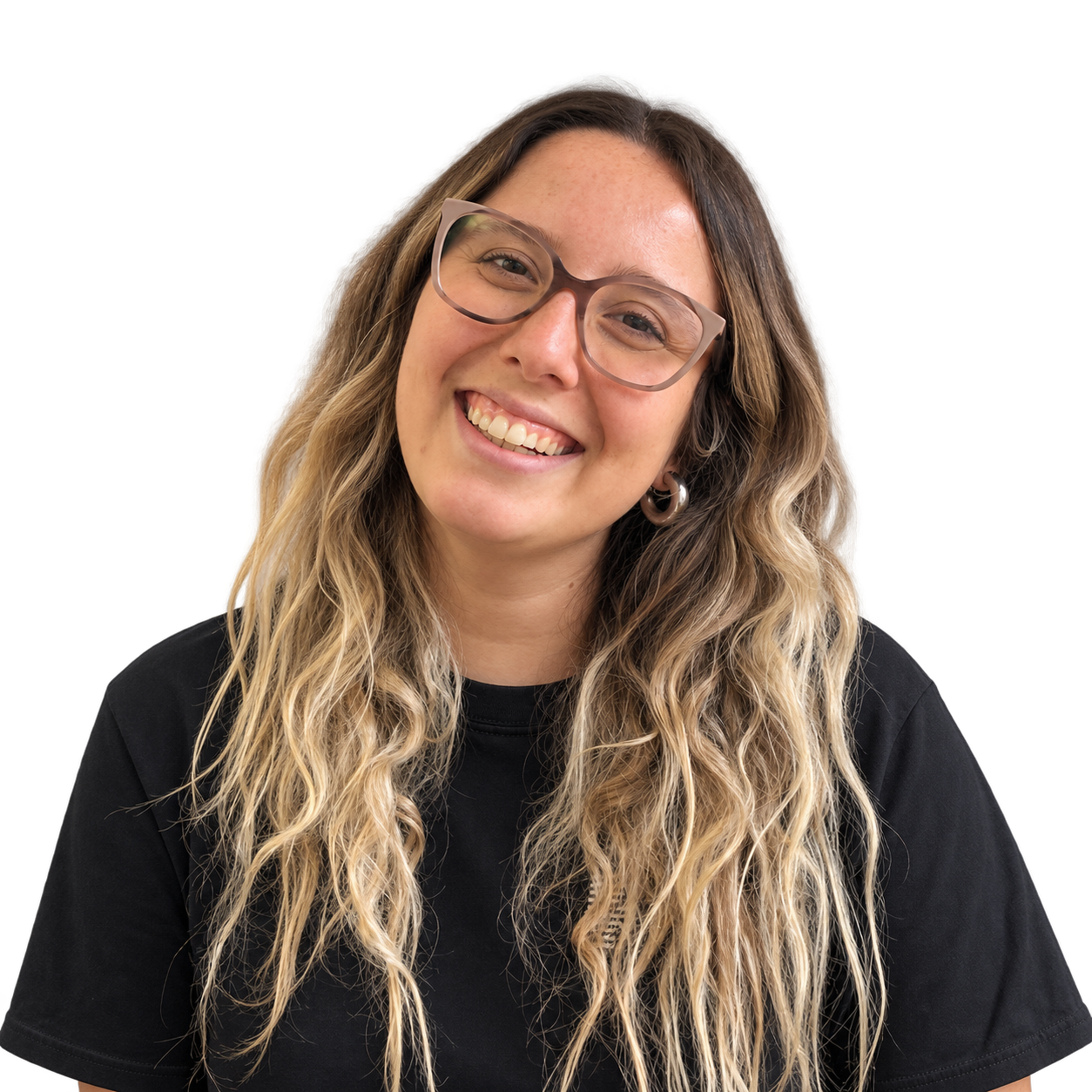 Valentina Bronzieri smiling with glasses and a black shirt