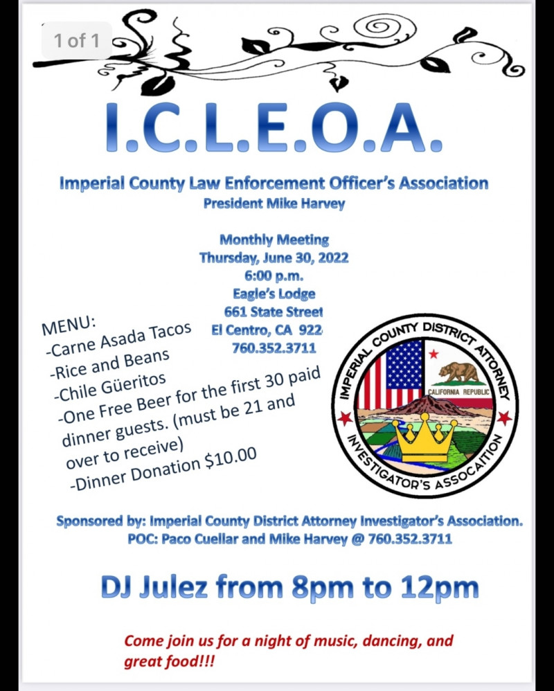I.C.L.E.O.A Monthly Meeting Thursday, June 30, 2022