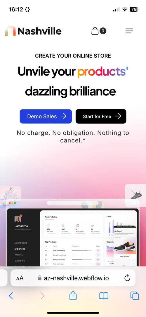 Saas Webflow Template - Nashville - Designed by Azwedo.com and Wedoflow.com