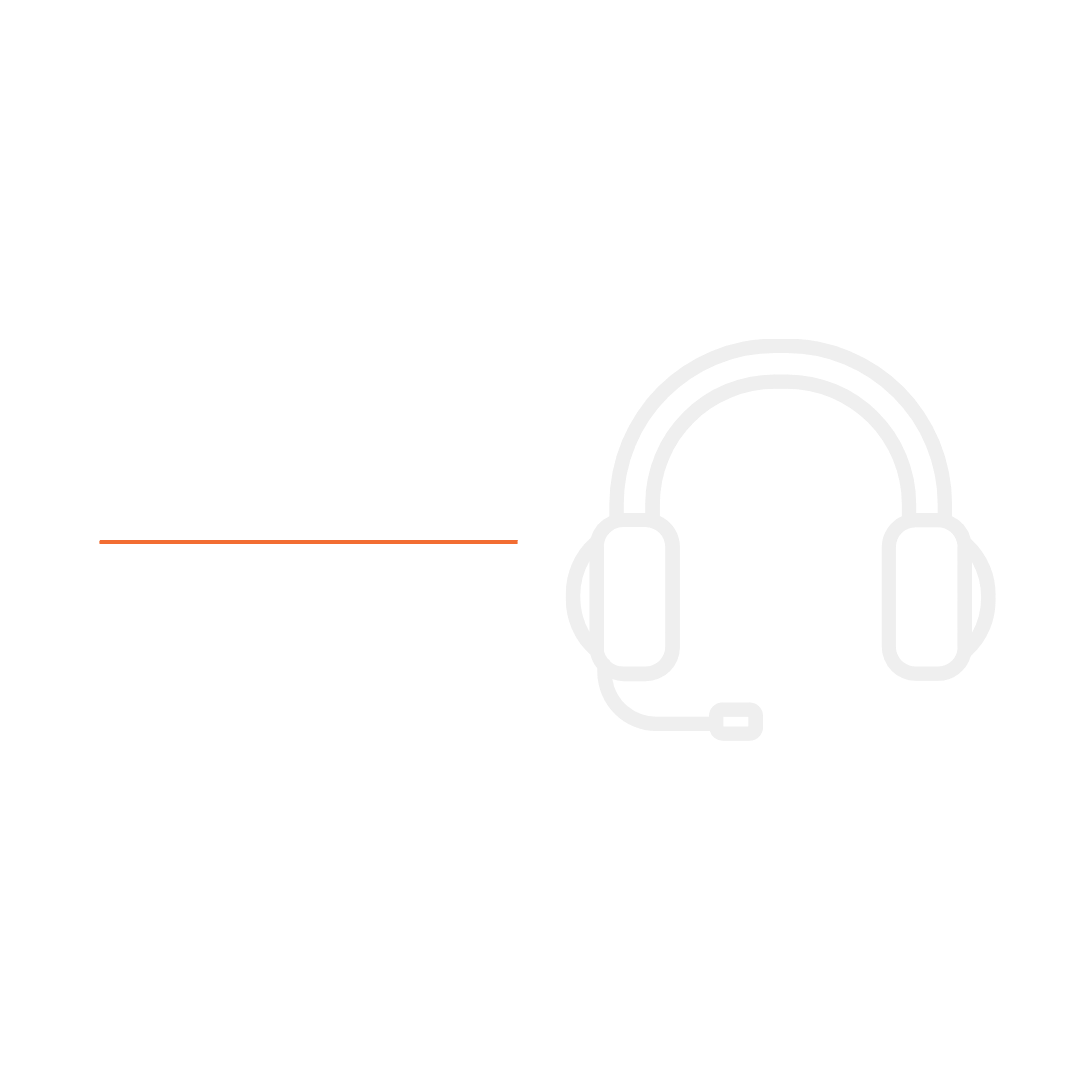 Simple outline of a headset with microphone in light gray on a transparent background.