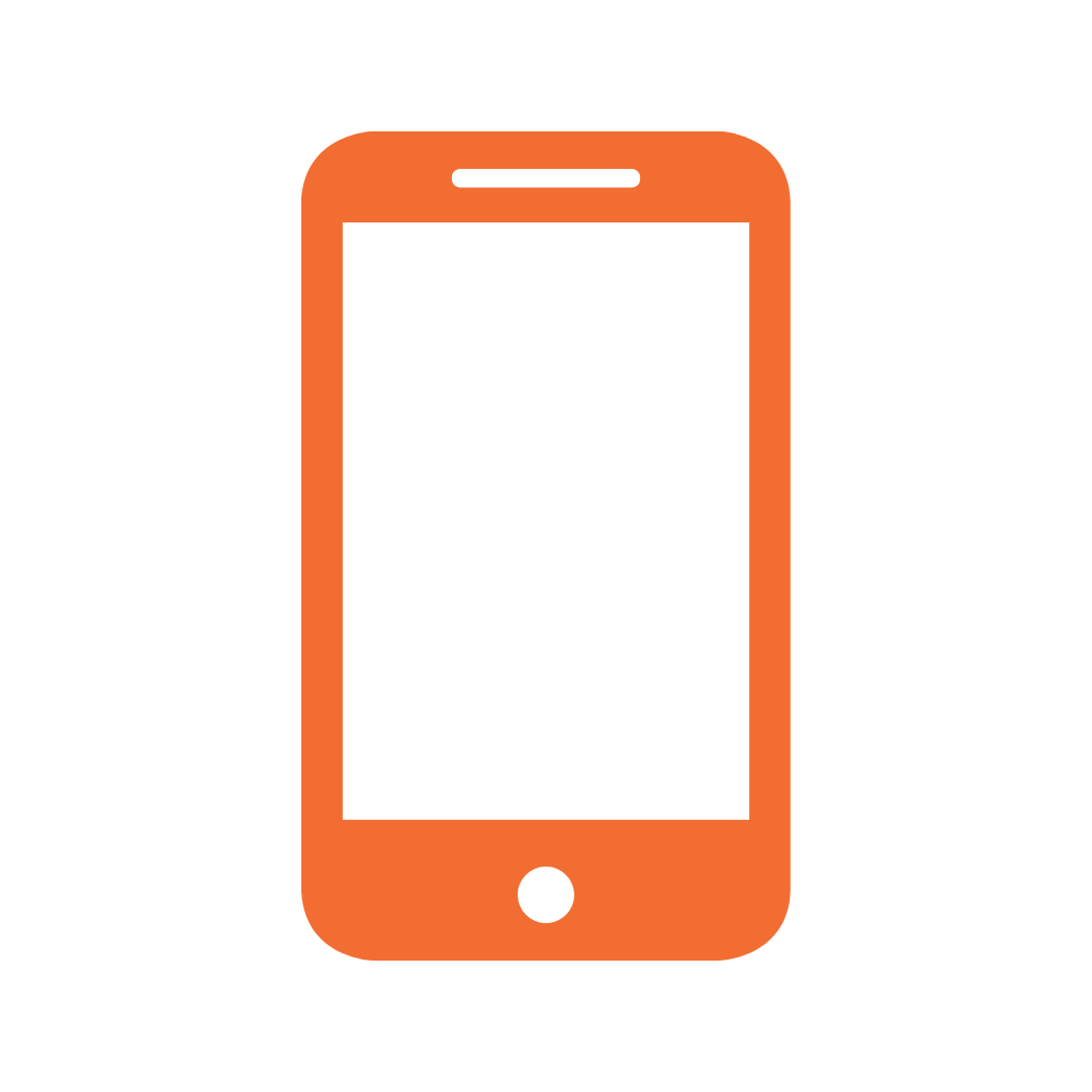 Simple orange smartphone icon with a home button and speaker slot at the top.