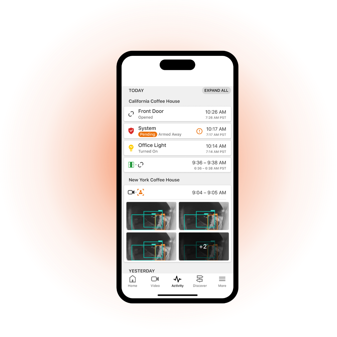 Screenshot of the VGI Technology mobile app for controlling smart home devices