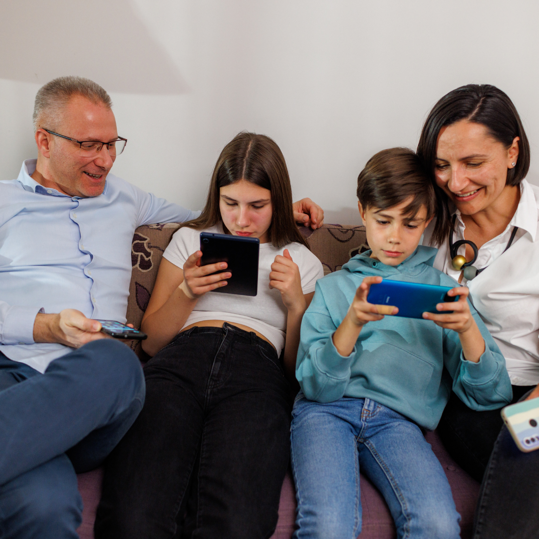 A connected family using internet-enabled devices