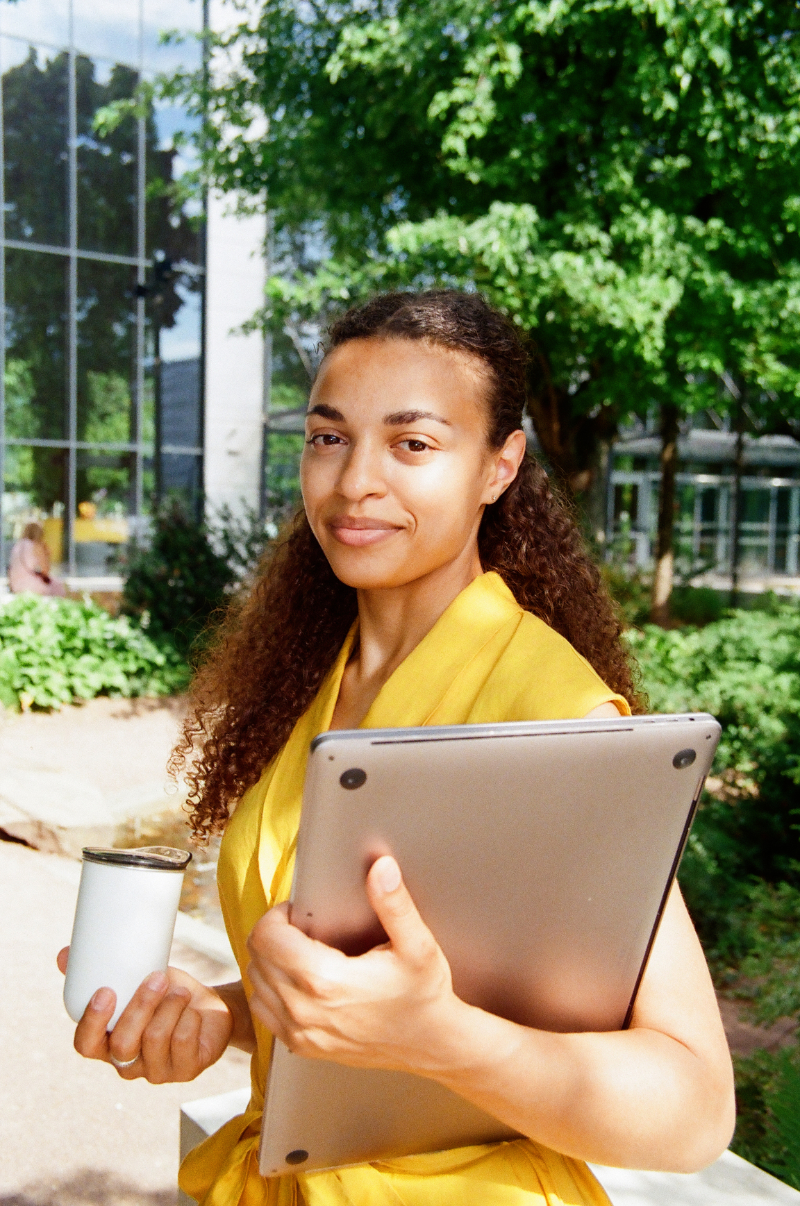 Woman looking up at the sky