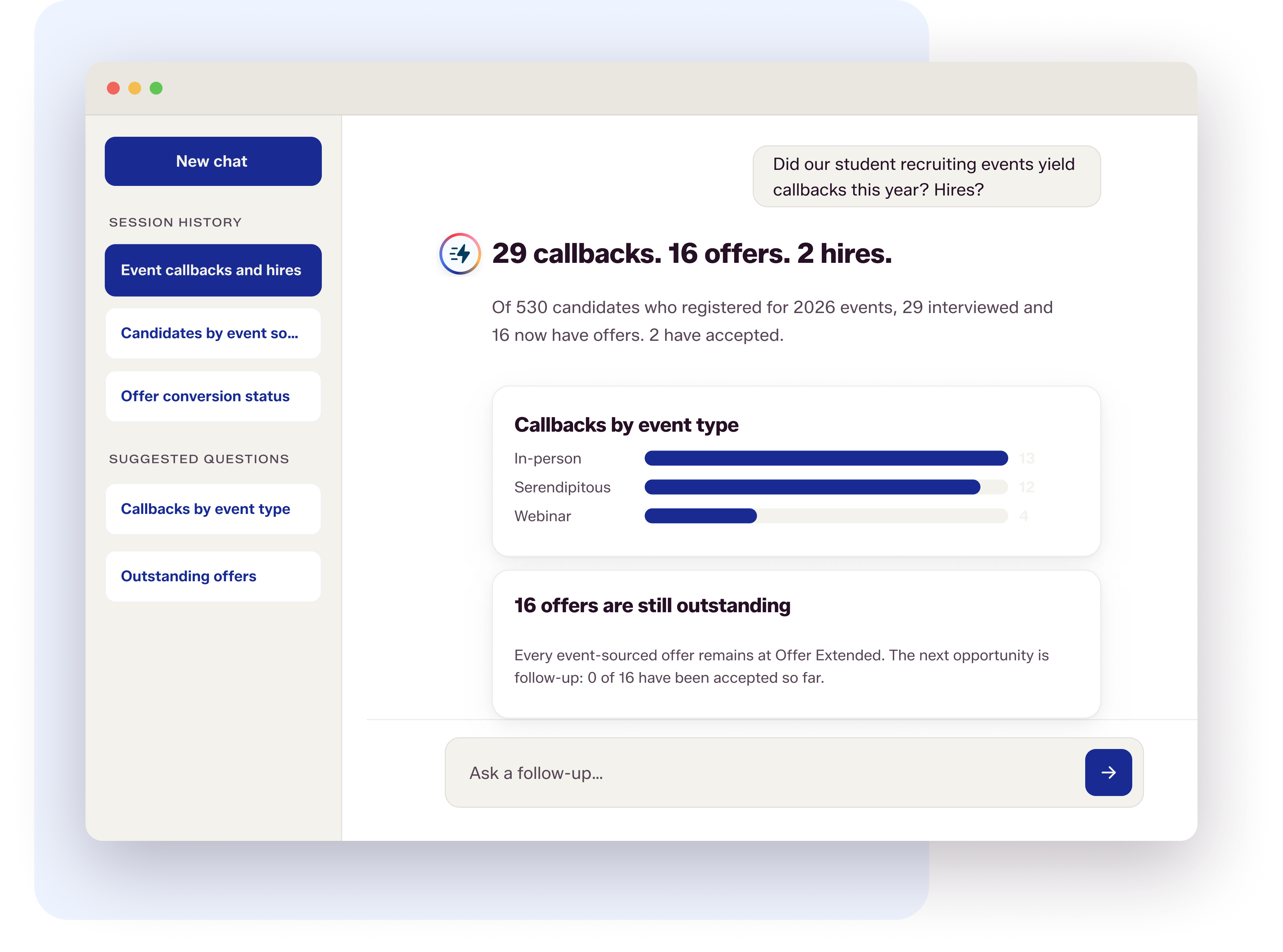 Flo AI natural-language chat for legal talent data