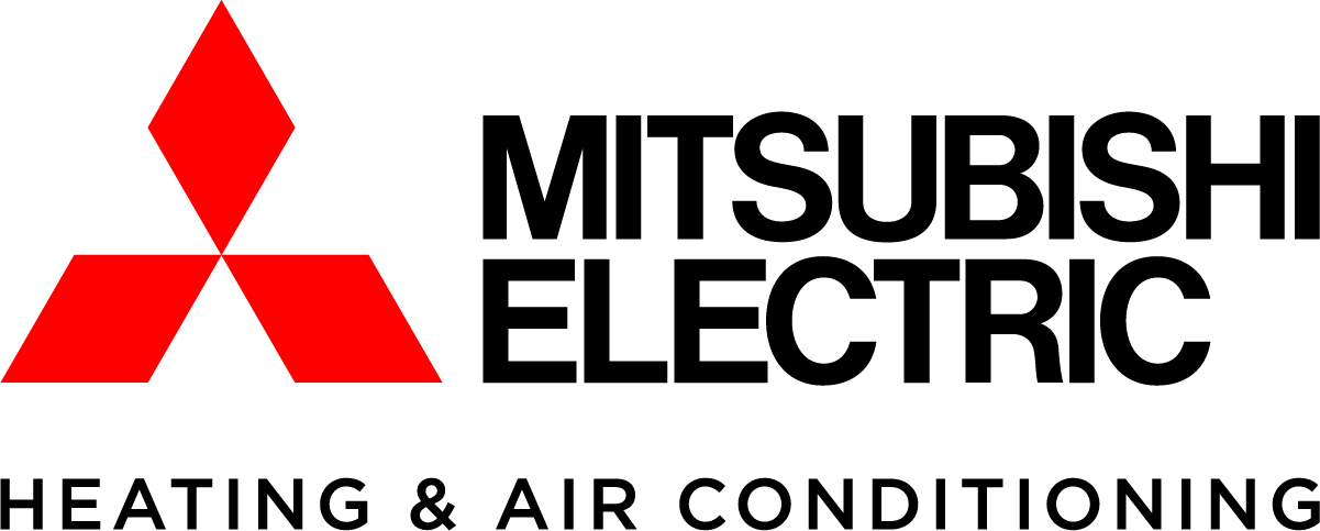 Mitsubishi Electric logo with red diamond symbol and heating air conditioning text