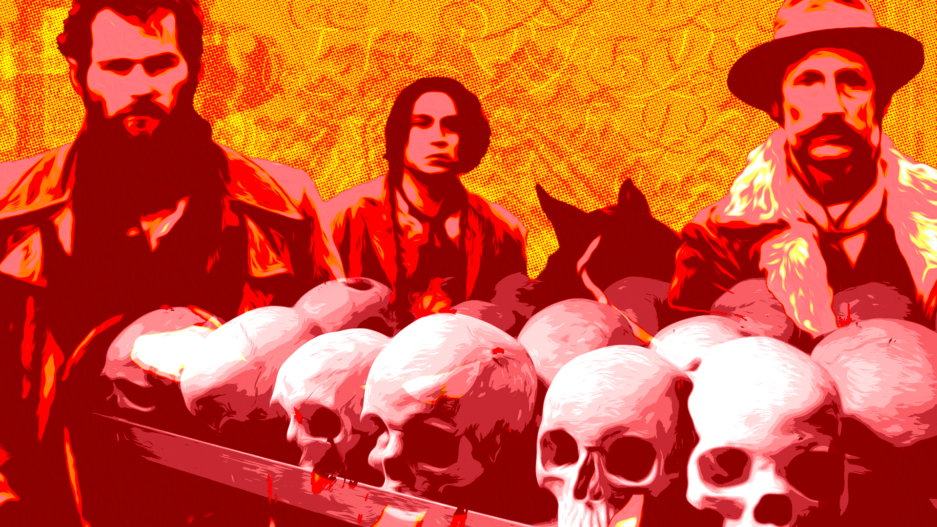 Illustration and visual design of article on film Los Colonos.