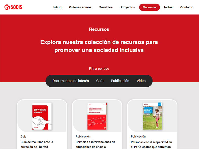 Captura del rediseño del sitio institucional de Sodis con mejoras en navegación y accesibilidad