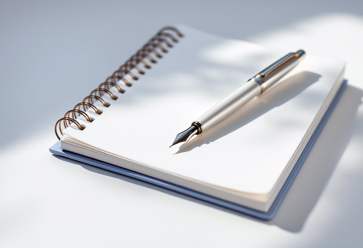 image of notebook and pen on a desk (for a b2b saas)