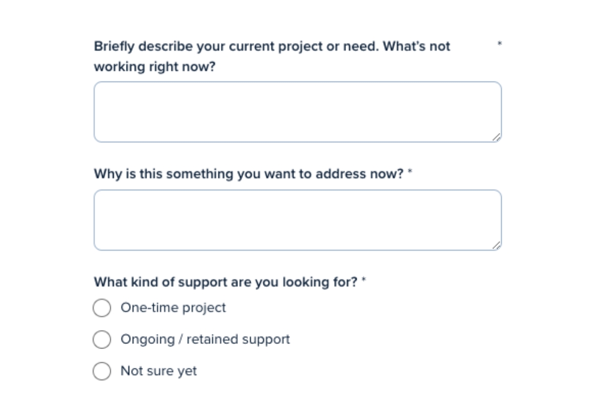 Client Questionnaire example