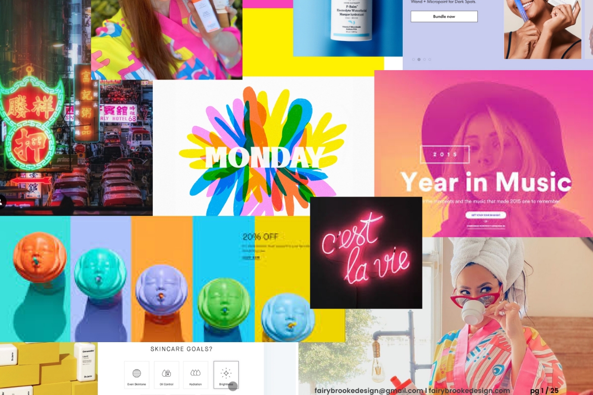 Bright colored moodboard