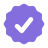 Badge-shaped icon with a checkmark in the center