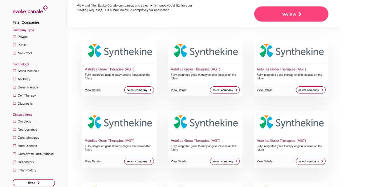 Client overview screen including left side bar filter and showing how logos look clean instead of chaotic.