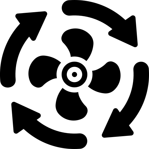 Black silhouette icon of a ceiling-mounted air conditioning unit with airflow lines below.