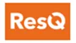 Orange square with white text 'ResQ' where the letter Q has a magnifying glass handle.