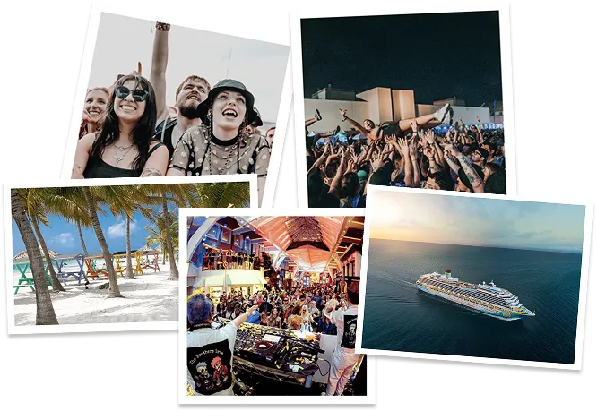 Shattered Shores guests enjoying live music, beach activities and a cruise at sea