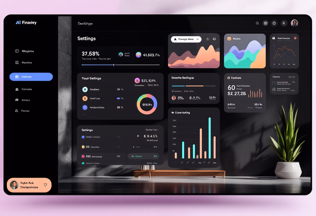 [interface] image of customizable settings dashboard (for a ai fintech company)