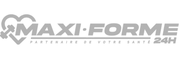 Maxi-Forme logo with two interlocking hearts and the tagline 'Partenaire de votre santé 24H'.