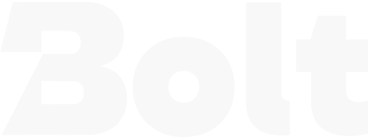 White text logo spelling Bolt on a transparent background.