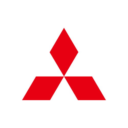 Mitsubishi logo with three red diamonds arranged in a triangular formation on a white background.