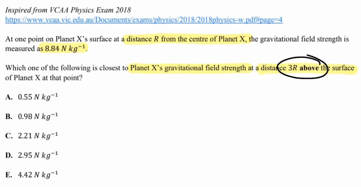 2018 VCAA Physics 3/4 Exam Question Highlighted by Angad Singh from Contour Education
