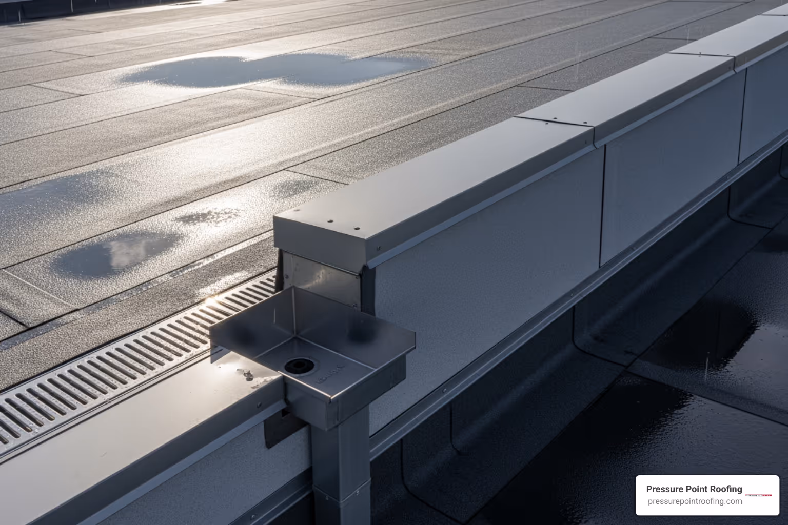 proper slope leading to a scupper drain - flat roof design