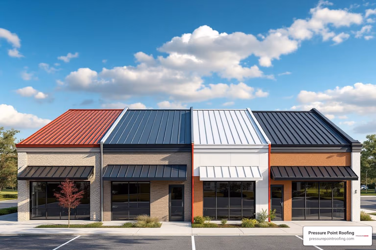 different commercial roofing material types like TPO and metal - affordable commercial roofing in eagle point, or