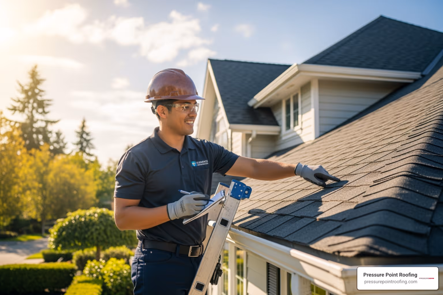 Infographic showing the key benefits of professional roof inspection: early problem detection saves money, extends roof lifespan by catching issues early, maintains home value and curb appeal, ensures warranty compliance, improves energy efficiency through proper ventilation, and provides peace of mind knowing your roof is in good condition - roofing inspection in central point, or