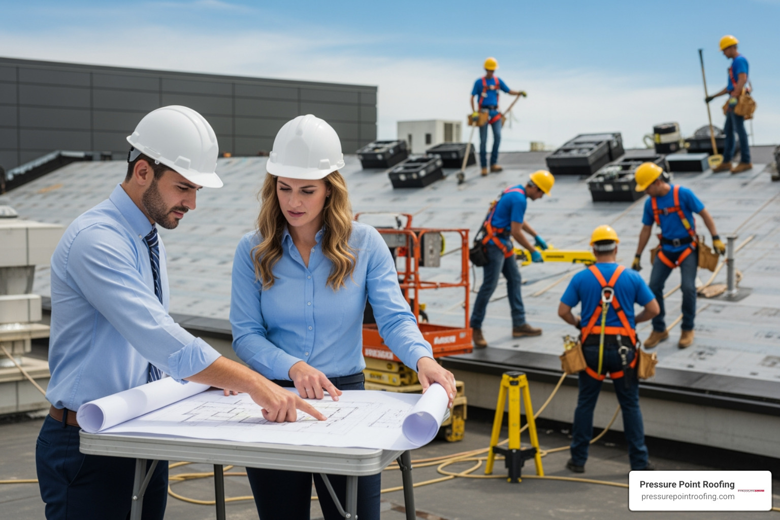 Infographic showing the 5 steps of a commercial roofing project: 1. Initial Consultation & Site Visit, 2. Detailed Inspection & Assessment, 3. Proposal & Material Selection, 4. Project Scheduling & Execution, 5. Final Walkthrough & Warranty Documentation - commercial roofing company in gold beach, or