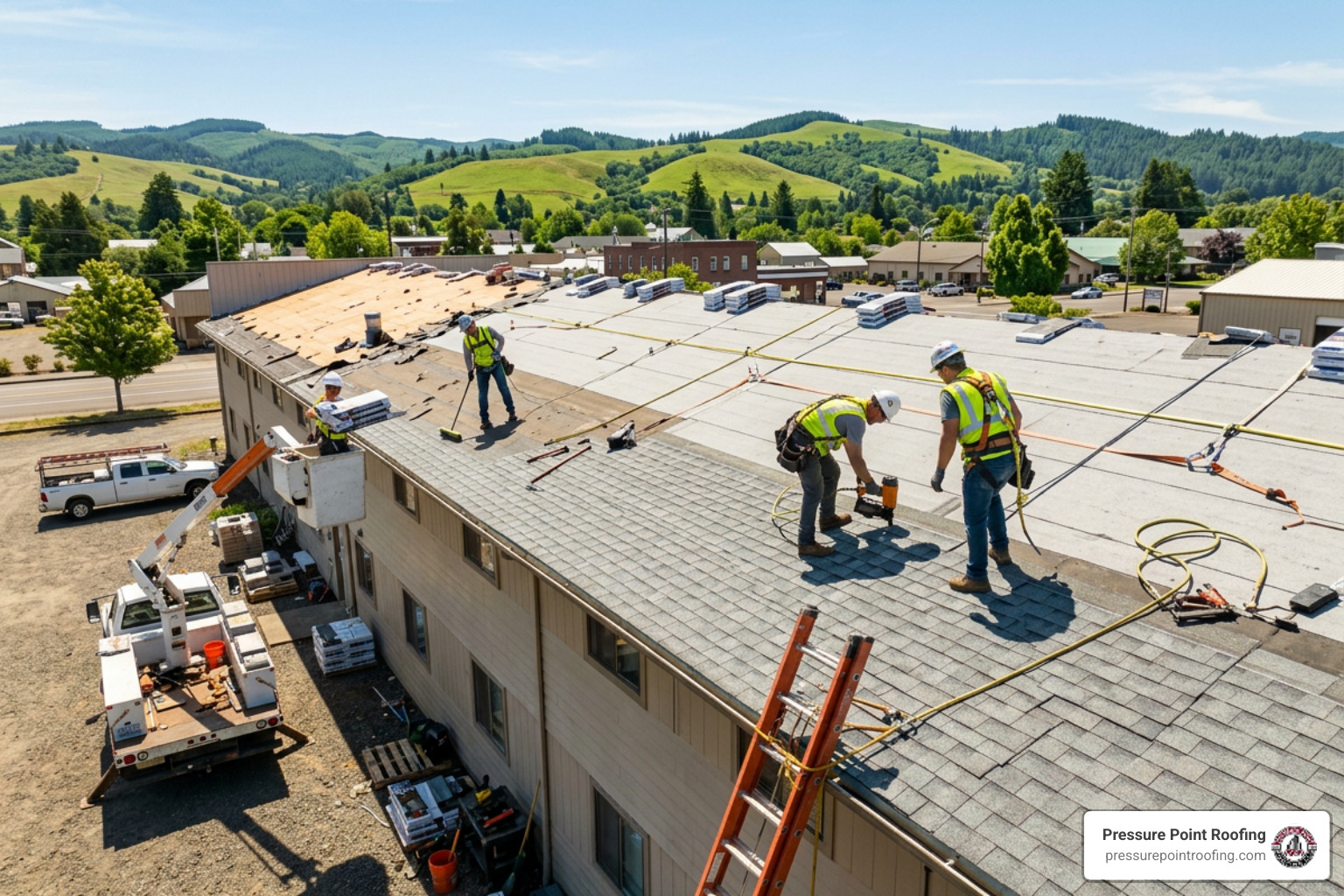 commercial re-roofing in eagle point, or