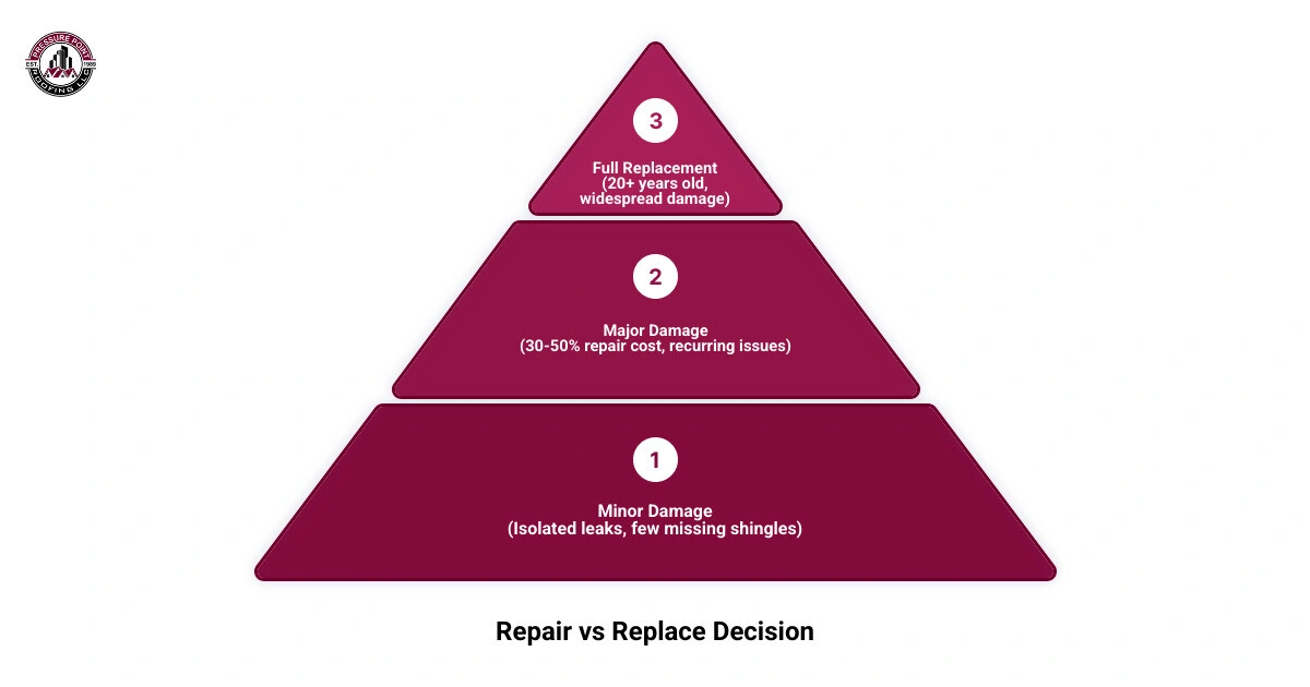 Repair vs. replacement decision tree infographic for homeowners - should i repair or replace my roof infographic