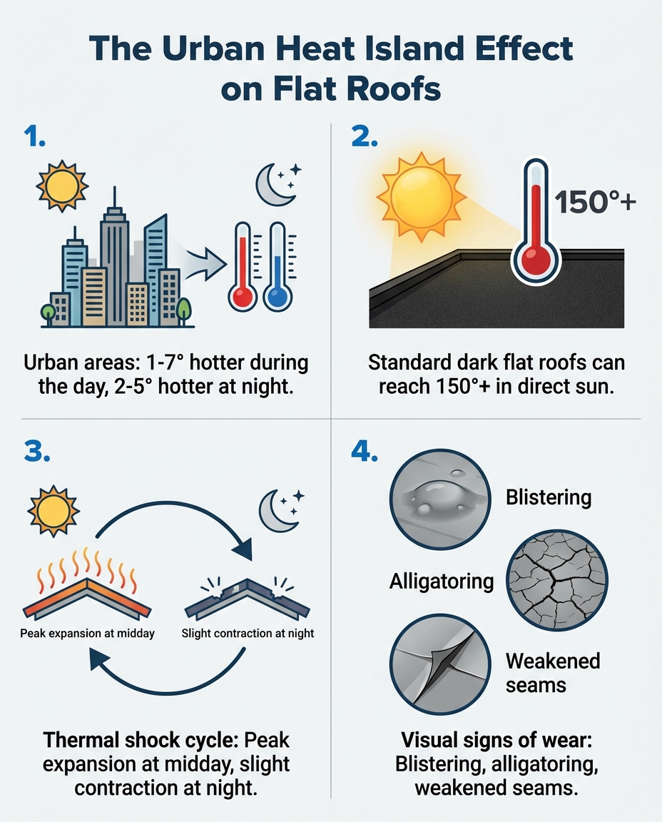 The Urban Heat Island Effect on Flat Roofs