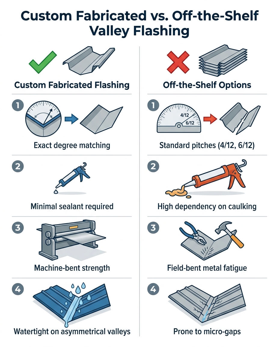 Custom Fabricated vs. Off-the-Shelf Valley Flashing