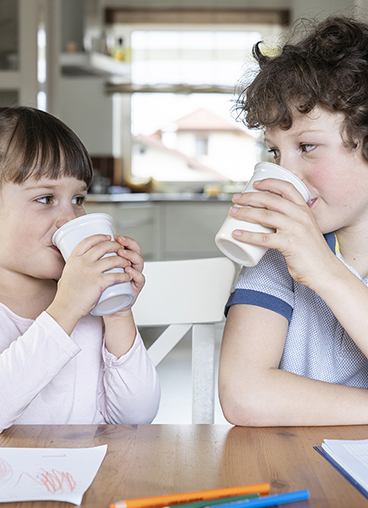 Austrian School Milk packaged in 100% rPET cups