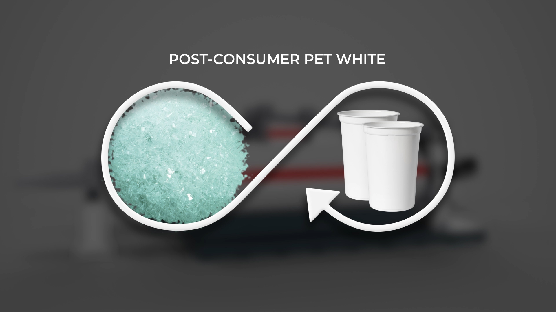 PET flakes and recycled PET cups