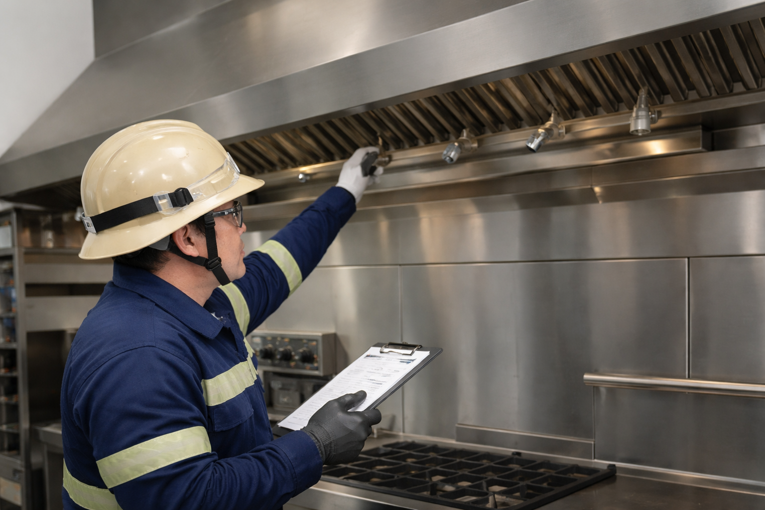 Commercial kitchen fire suppression system inspection and certification
