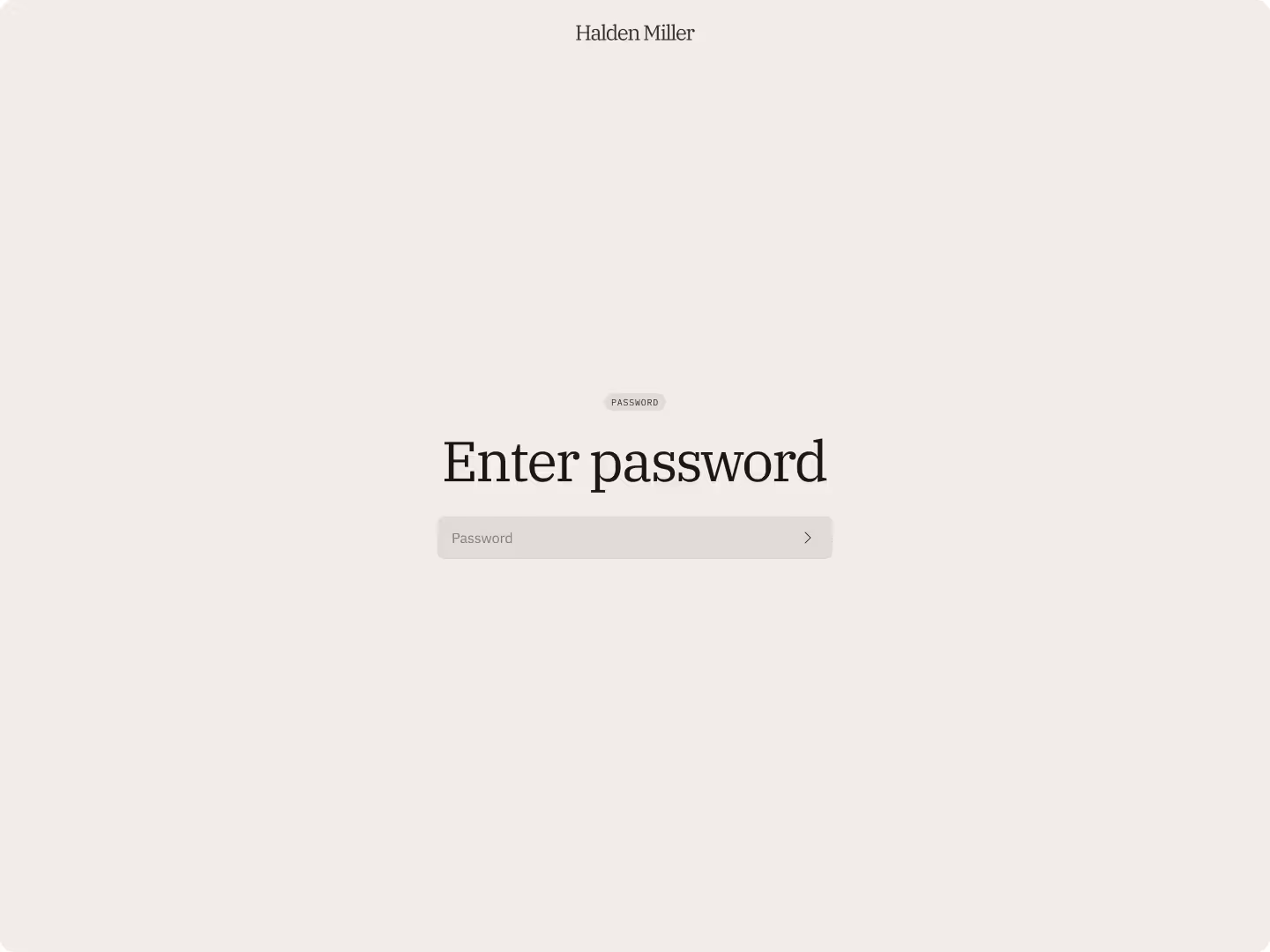 Password-protected page with minimal “Enter password” field on neutral background
