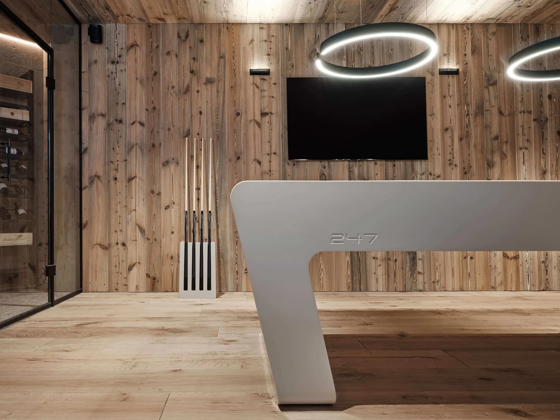 luxury custom-built pool billiard table designed by Studio Porsche in luxury home