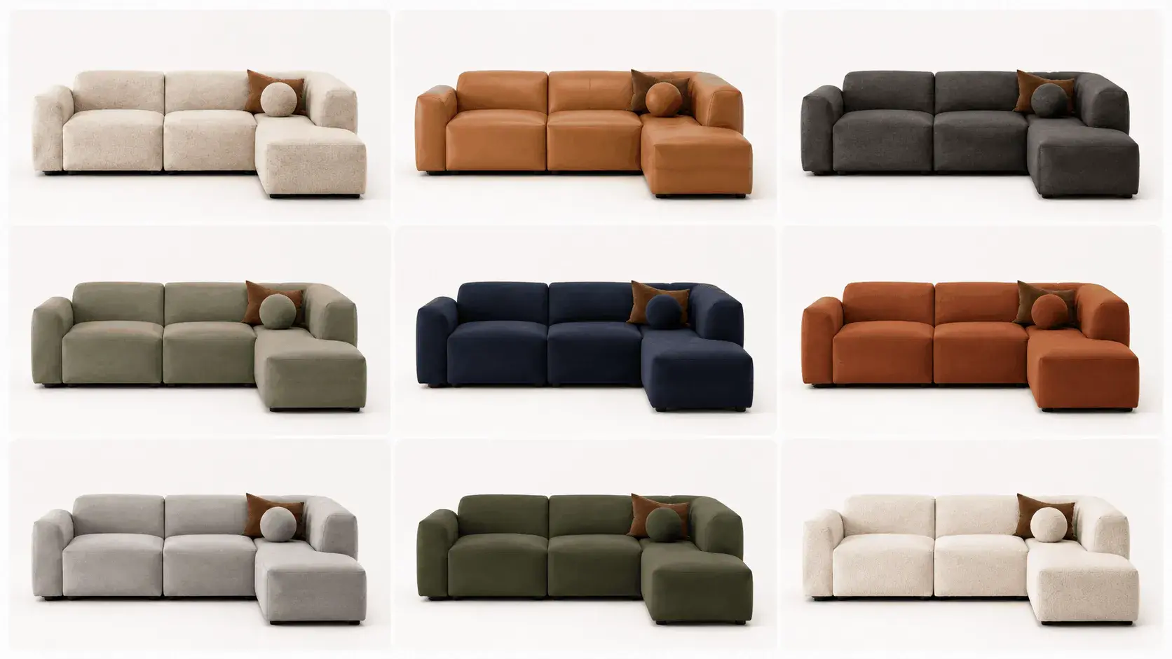 Multiple product color and material variants generated from a single 3D model without photography