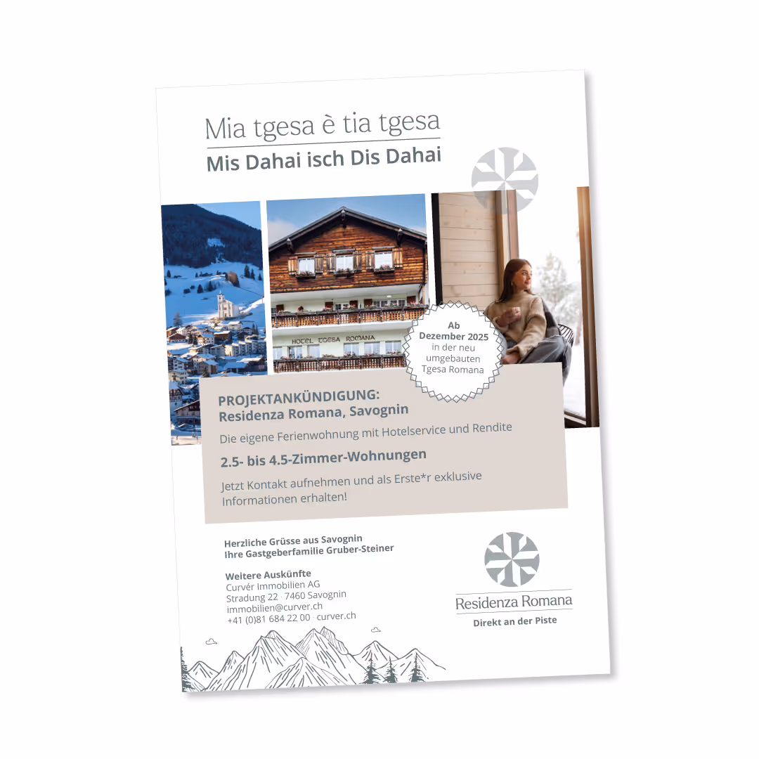 tgesa ROMANA Savognin – Restaurant & Vacation Rentals Project announcement in winter