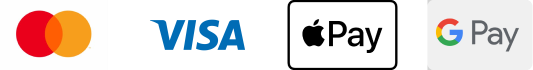 Payment methods: Mastercard, Visa, Apple Pay, Google Pay