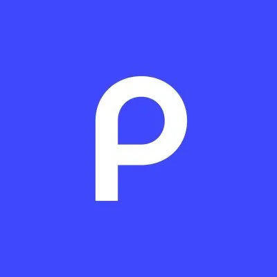 White stylized letter P on a solid blue background.