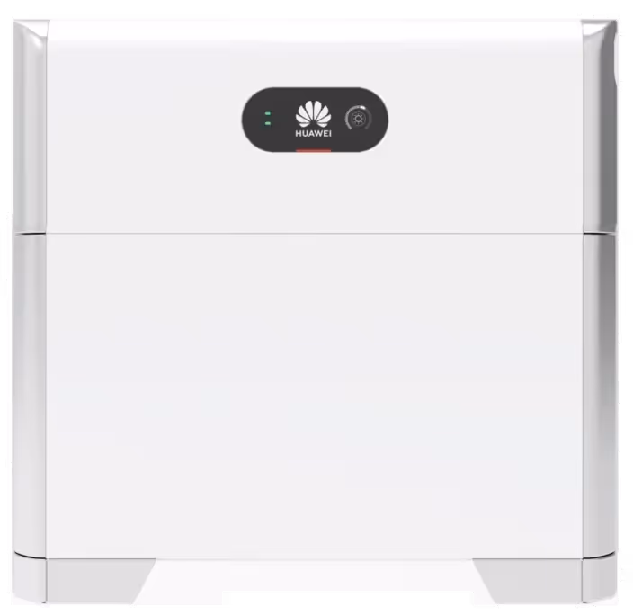 White Huawei electronic device with a display screen showing logo and indicator lights.