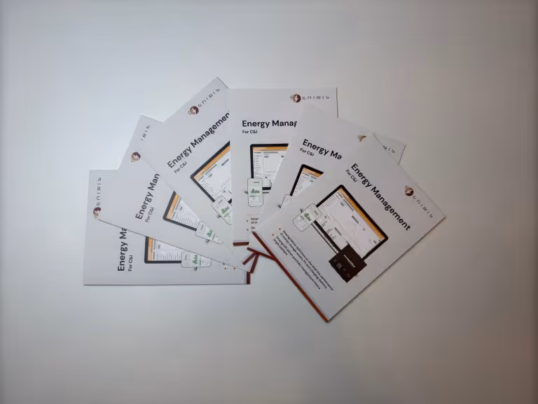 Six fanned brochures titled 'Energy Management For C&I'