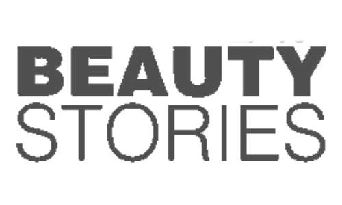 Tekstlogo met de woorden BEAUTY STORIES in hoofdletters.