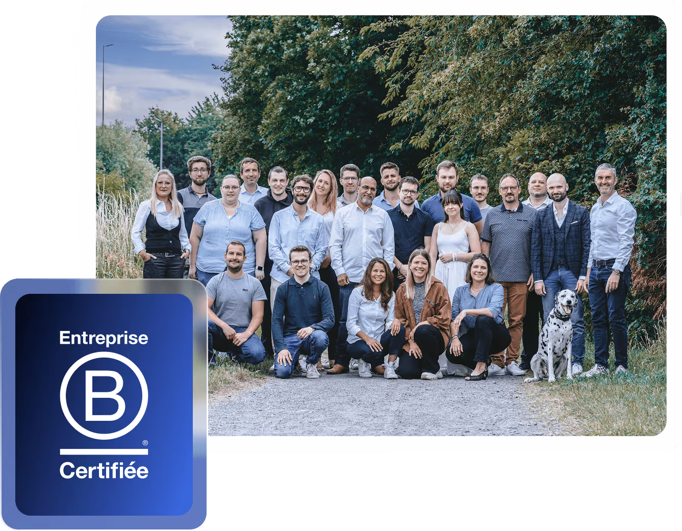 Photo de l'équipe Meelo + logo bcorp