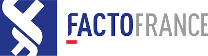 Logo de FACTOFRANCE avec un symbole graphique en bleu et blanc à gauche.