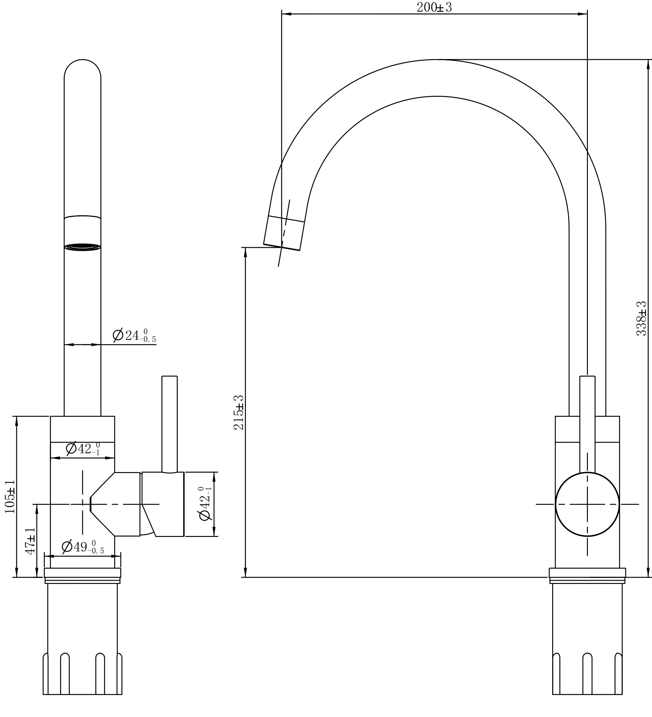 Dimension drawing for Aria CS Single Lever chrome tap