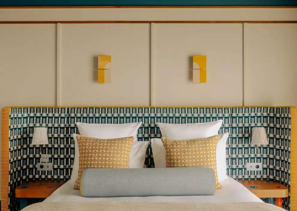 A bohemian vibe at Les Cimes Bleues: textiles featuring ikat patterns and natural dyes to enhance the comfort of your seaside hotel rooms and suites, as well as your spa hotel.