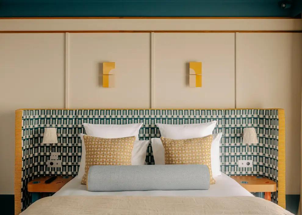 A bohemian vibe at Les Cimes Bleues: textiles featuring ikat patterns and natural dyes to enhance the comfort of your seaside hotel rooms and suites, as well as your spa hotel.